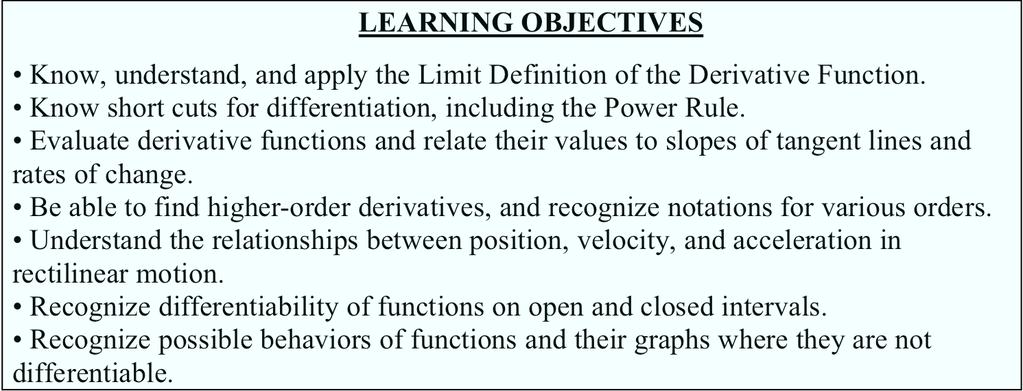 (Section 3.2: Derivative Functions and Differentiability) 3.2.1 SECTION 3.