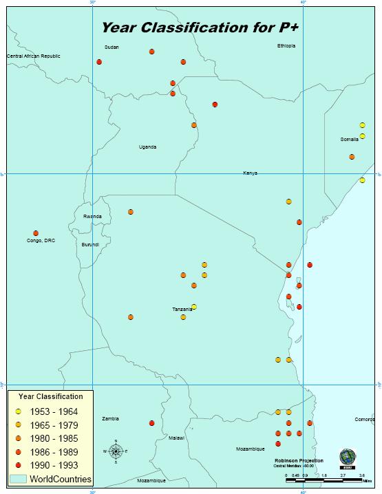 Test Results for CRU data (cont d) Fig9: Year classification of p+ North Kenya and Southeast Congo (happened around 1970 s or 1980 s) Northwest Uganda