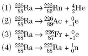 4. Which equation represents the radioactive decay of? 5. Which equation represents positron decay? 6.