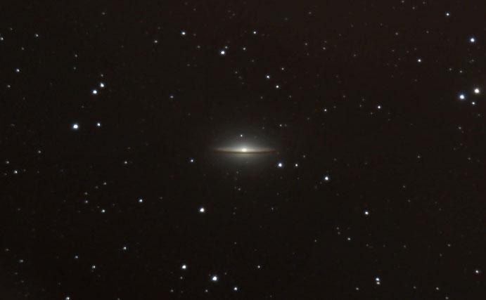 The Messier Objects 133 M104 (NGC 4594) 12 h 40.0 m, Virgo Spiral galaxy April 25 11 37 30 million 8.6 4.2 8.3 light years This is nicknamed the Sombrero Galaxy.
