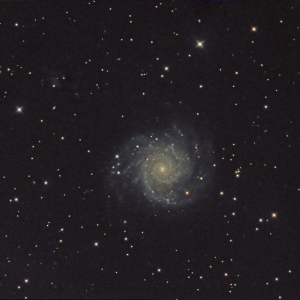 96 2 The Messier Objects Fig. 2.74 Photo of M74; 3 15 min luminance, red, green, blue exposures with QSI540wsg camera, Astro-Tech 10 f/8 Ritchey-Chrétien telescope on Celestron CGE Pro mount.