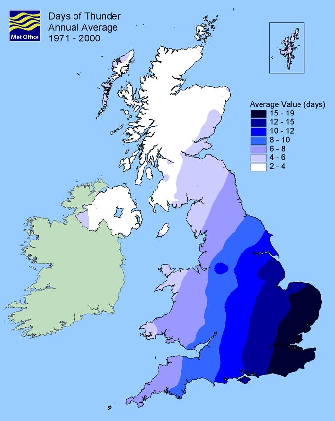 Thunder Thunder can occur in any part of the United Kingdom at any time of the year, but in most places there is a maximum frequency of occurrence in the summer months.