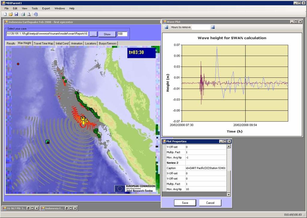 M 7.6 Indonesia 20/2/2008 Presentation of CRITECH Action November 2007 46 Calculated The first epicenter, published by USGS at +18 min, indicated was southern of