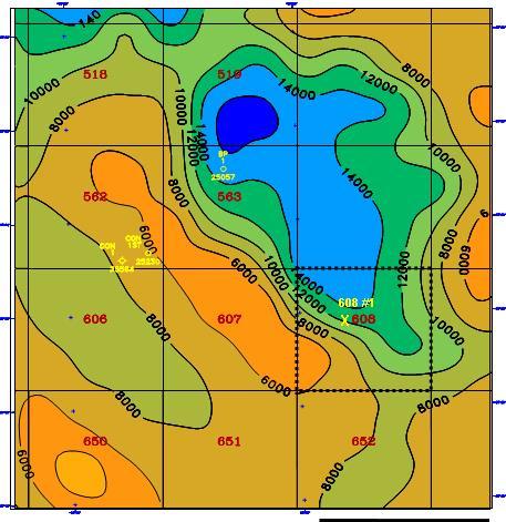 The Marco Polo Field Area An isopach map showing sediment thickness from mud line to top of salt in the Marco
