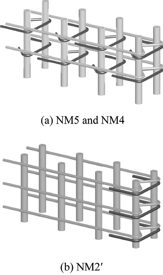 Fig. 3 Boundary element of Speimens NM5, NM4, and NM2. Fig. 2 Boundary element exept for Speimens NM5, NM4, and NM2. (Note: 1 mm = 0.039 in.; No. 3 is D10.