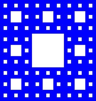Example 3 Sierpinski Carpet: a 2 D Generalization of the Cantor Set Construction: divide a