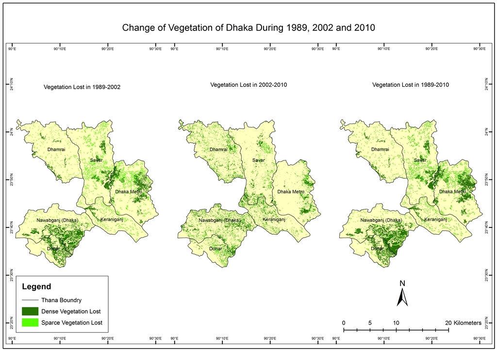 Figure 6: The rate of vegetation during the last two decade 3.2 Medium Change of Vegetation Coverage The study indicates that Nawabganj lost 9.