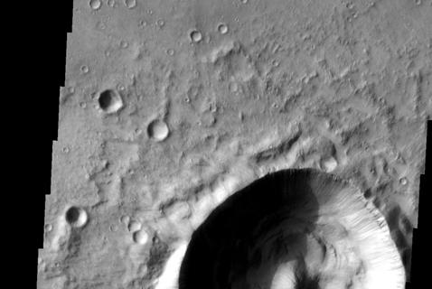 surface crust NASA/JPL/ASU Impact crater morphology: THEMIS Visible Image impact crater on Mars Satellite View ej w cp f r Central Peak