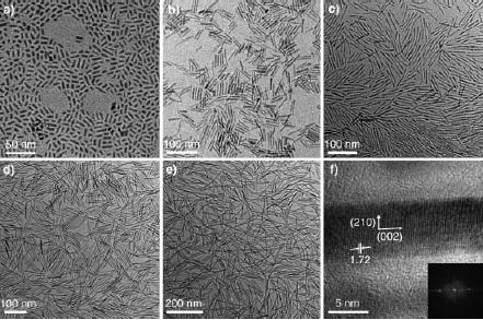 Figure 1.14C TEM images of rod shaped Fe 2 P NPs with different dimensions. (From Ref.