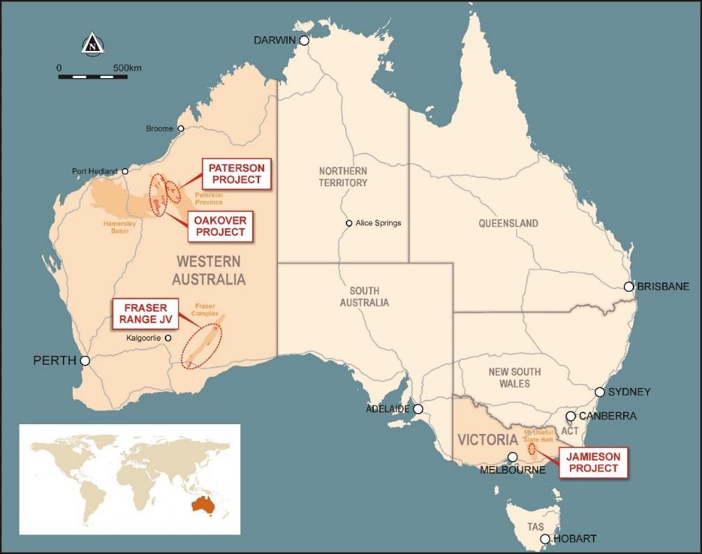CARAWINE S PROJECT PORTFOLIO ASX AND MEDIA RELEASE Carawine s assets comprise the following high quality exploration projects (Figure 3): Jamieson Project, high grade Au-Cu-Ag-Zn targets, Victoria
