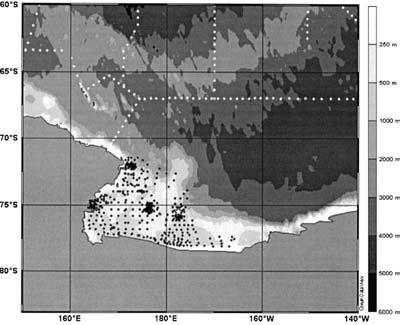 26 ANGELO RUBINO et al. Fig. 1. Bathymetry of the integration domain. The stations used to determine the near-bottom ambient density are indicated. The location of the vertical section of Fig.