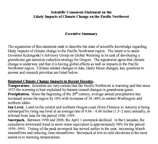 Scientific Consensus Statement Signed by Several