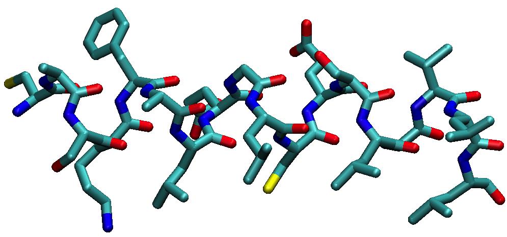 may be heavy enough to distort chain in a gravity field (which is not a problem with real proteins). As it happens, alanine is frequently found in α-helices.