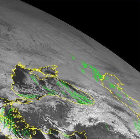 Figure 12 shows a sequence of images over the Black Sea from the high resolution visible channel of Meteosat-9 in FES mode.