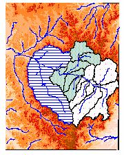 Figure 3, Delineated Watershed and subwatersheds station located at Carthage, Mississippi, was used to delineate the entire Upper Pearl watershed.