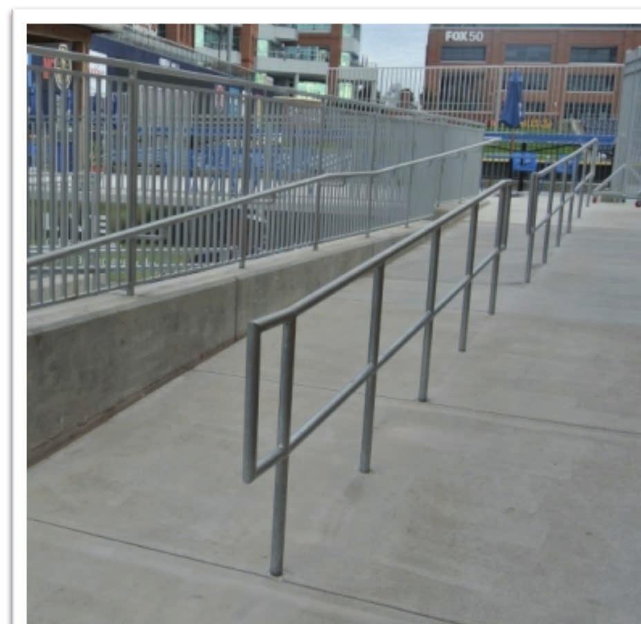 Preparation for Handrails (if applicable) For installations in stairs and ramps that will include handrails, it is strongly recommended that the installer put in