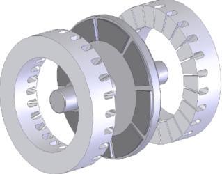 That means that, the design is ready to be produced. The created designs (and its constructional views) are given in Fig. 1. a) Stator lamination (b) PM generator view.