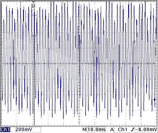 Triggered oscillation: Amplitude: up to4 V Example for detector without microphonics: 12 mv noise band + energy signals