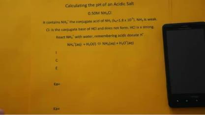 Last update : 1/1/2014 Hydrolysis ( Salts of Weak Acids or Weak Bases ) ph log K w. K b C s Where C s is the concentration of the salt and K b is the dissociation constant of the mother weak base.