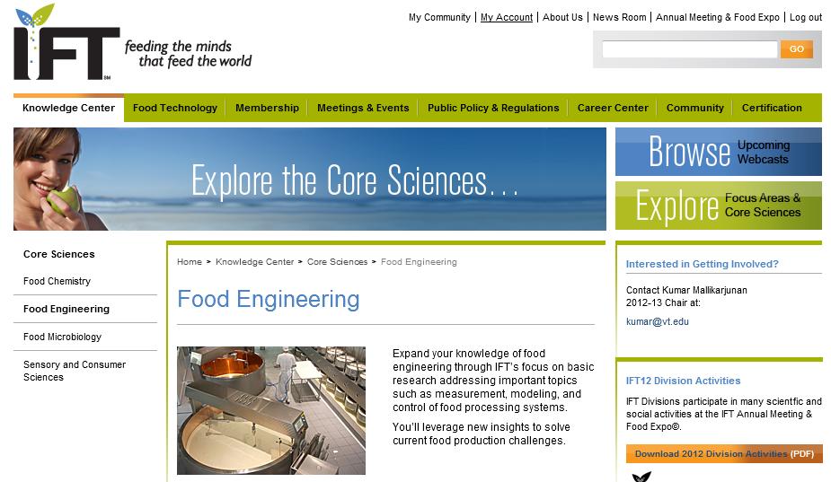 Seeking Sponsors for Food Engineering