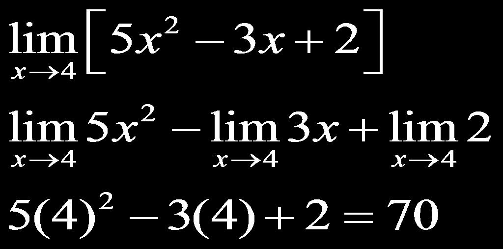 Polynomials The limits of a polynomial function can be found by