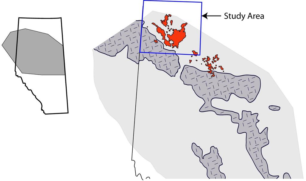 Figure 1. Location of the Central Alberta Ridge and study area.