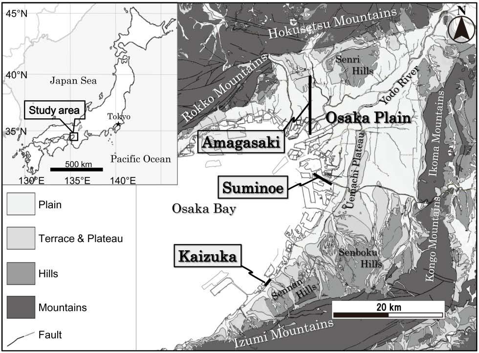 20 Minao Sakurai and Fujio Masuda Figure 1: Location of the study area and the lines of cross section (map compiled from the Geological map of Japan 1:200,000 Kyoto Osaka [9] and Wakayama [10]).