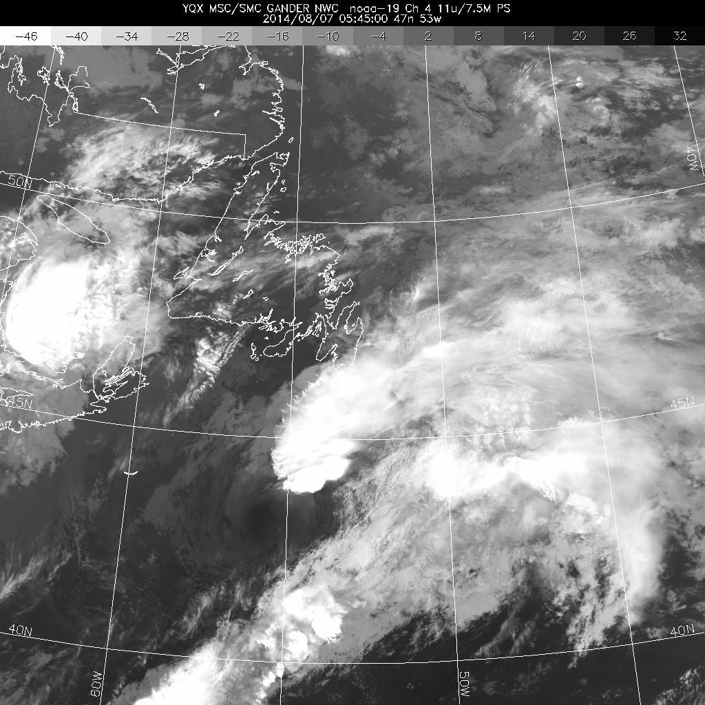 Satellite Image of Bertha South of Newfoundland Storm and Synoptic History Tropical Storm Bertha formed in the Atlantic from a tropical wave on August 1 st at 00:00 UTC about 560 km east-southeast of