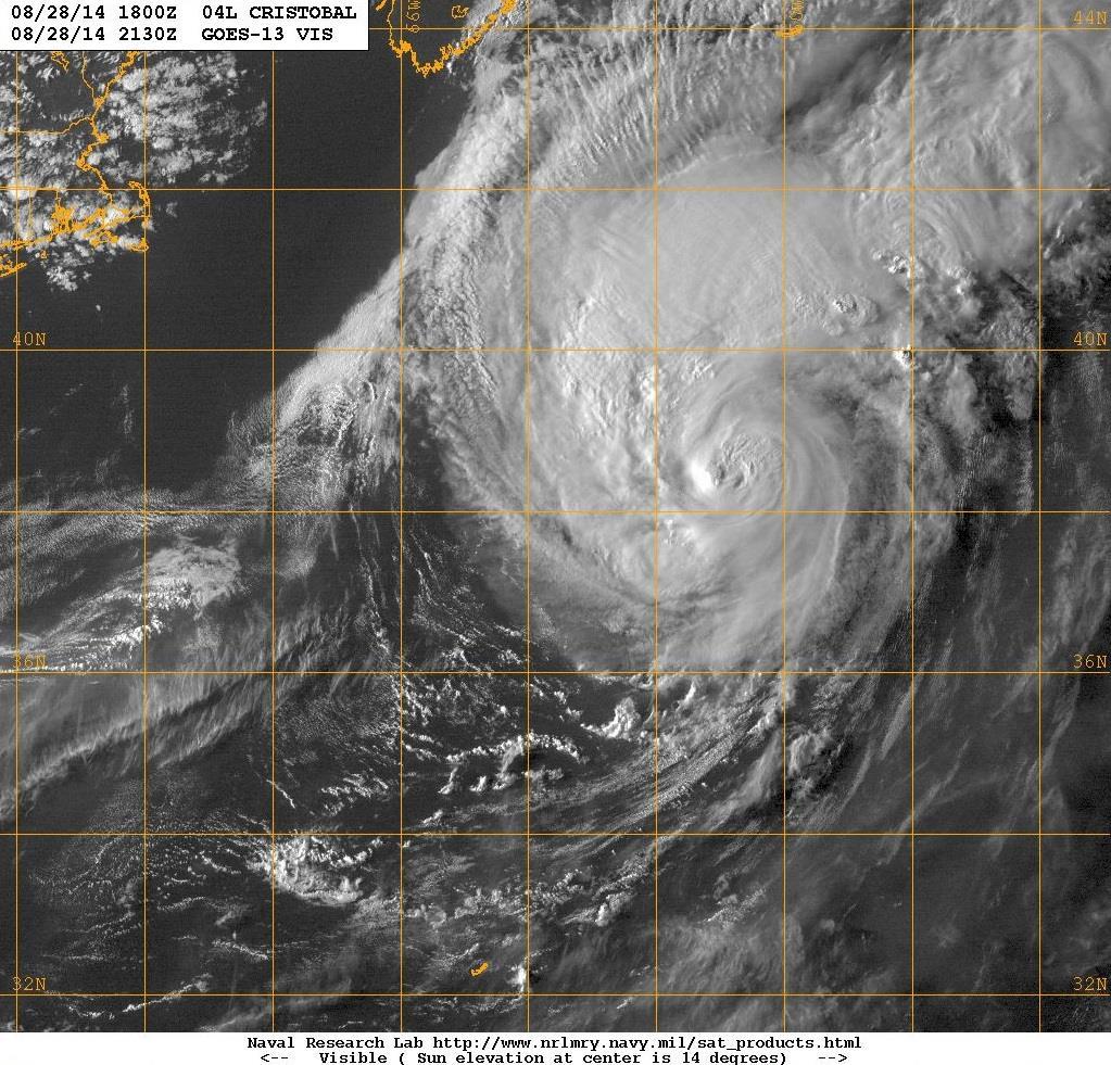 Satellite Image of Cristobal South of Nova Scotia Storm and Synoptic History Tropical Storm Cristobal formed on August 24 th from a tropical wave moving northwestward near the Turks and Caicos
