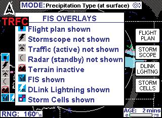 This window displays the status of the overlays that are available to the Precipitation Type screen as