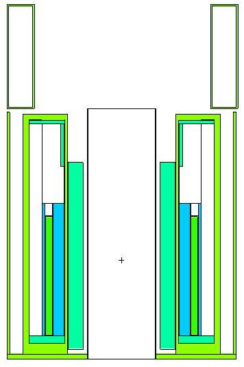 The lead insertions into the detector enclosures were individually modeled and the cadmium lining was modeled as well. Figure 6-5.