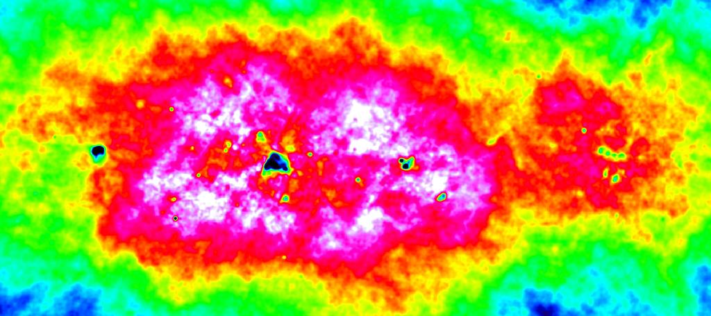 F. Motte et al.: Atomic-to-molecular transition and putative colliding clouds in W43 Fig. 6. W43 surface density images of H I and H 2 gases in a) and b), respectively.