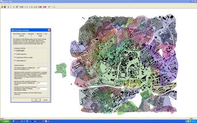 GEDIS Toolset Applications (3) Urban Morphology Extractor (UME) Semi-automatically pre-processes building data to form homogenous areas categorised by various urban parameters (height, street
