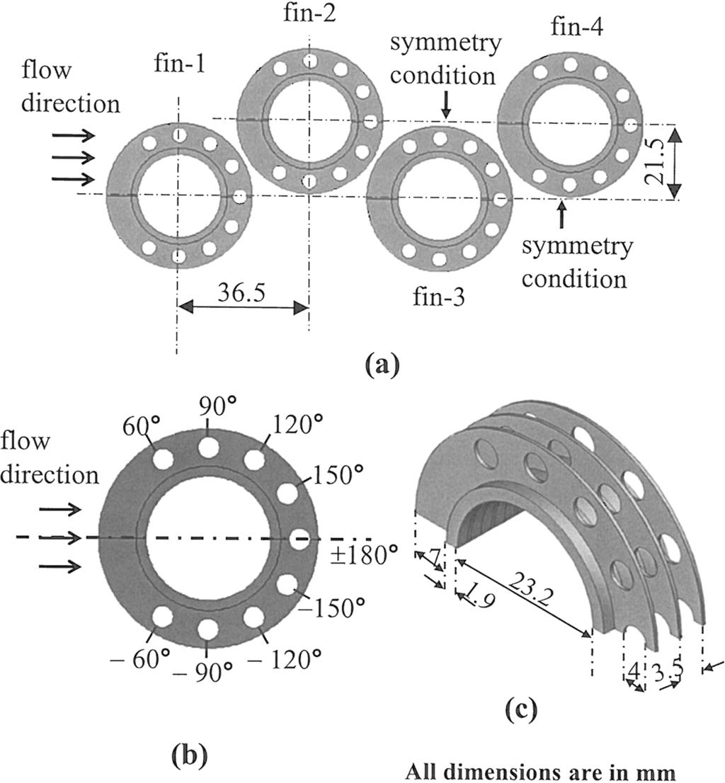 ENHANCED HEAT TRANSFER WITHIN A CONDENSER 739 Figure 1. Geometry of finned-tube array.