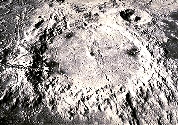 ALPHONSIS This is the crater Alphonsis on the moon The large impact crater is 120 kilometers across The dark circular features on the floor of Alphonsis are cinder cones