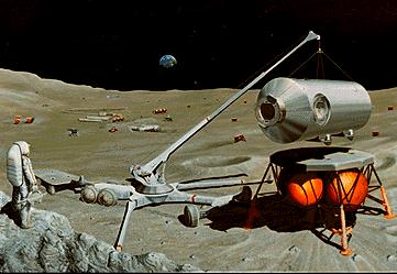 HABITAT MODULE A lunar base could be built up gradually The spherical objects are fuel tanks, which might use