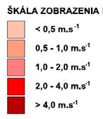Stupnica farieb maximálnych dosiahnutých rýchlostí (obr.