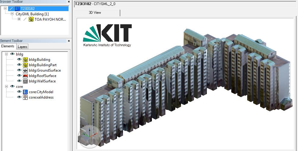 There are over two hundred thousands building models for the entire nation. Each building is represented as one CityGML file, the reason being to flexibly manage the files.