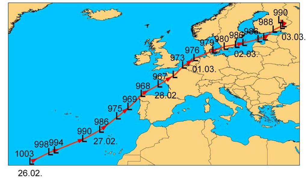 A SHORT DESCRIPTION OF STORM XYNTHIA AND OF THE DATA USED FOR CALCULATIONS According to (Bissolli, 2010) cyclone Xynthia was the result of the development of the low pressure system formed to the