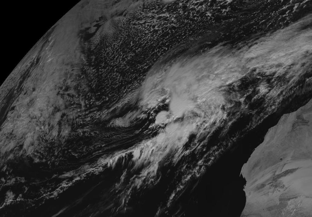 Figure 5: Image of cyclone Xynthia in the visible spectrum range on 26 February 2010 at 12:30 UTC from the satellite Meteosat-9.