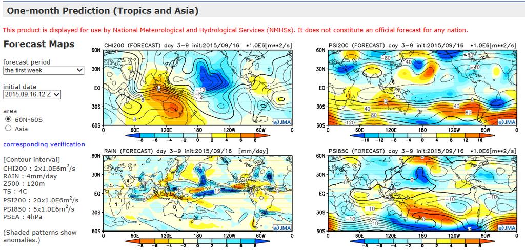 NWP Charts for One-month Prediction You can find some NWP charts for tropics on the