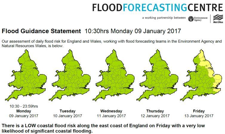 The Flood Forecasting Centre Set up in response to inland flooding during summer 2007. Record breaking rainfall amounts leading to severe flooding impacts.