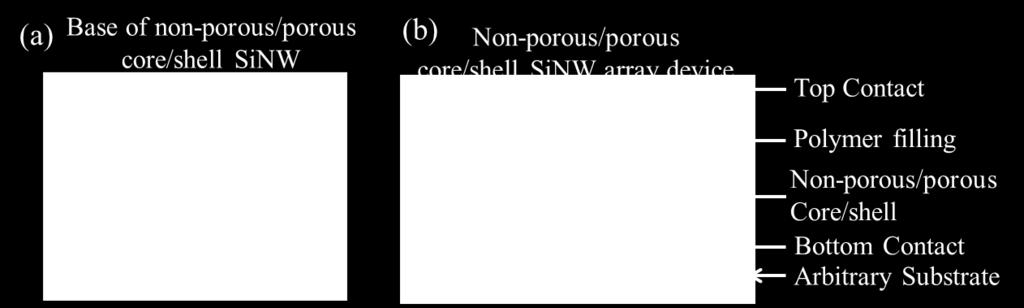 A controllable porous shell will form along the SiNWs when a current is applied. Figure 7-3a shows the base of a SiNW array fabricated using this method.
