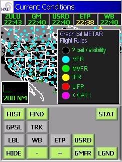 28 Using the Current Conditions window The WSI InFlight initialization sequence automatically displays the Current Conditions window (Figure 8) once the system is loaded and communication with the