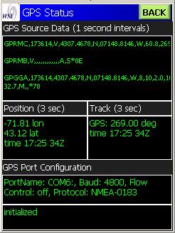 WSI InFlight for the Pocket PC / User Guide 65 Viewing GPS information If you are using GPS, you can click the GPS button in the Status Overview window to monitor the status of the data connection