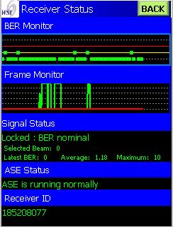66 Viewing Receiver information Click the Receiver button on the Status Overview window to monitor receiver and signal status.