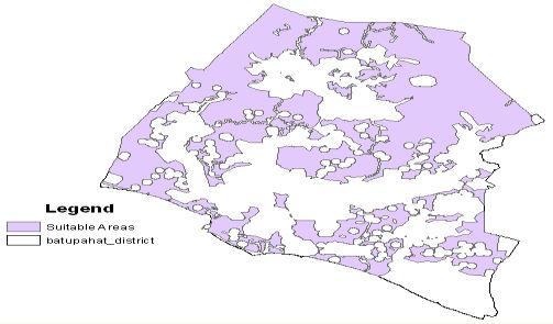 Figure 3 to 7 shows a map of the constraints and criteria and Figure 8 shows the result of a combination of all these constraints criteria. Figure-3. Settlement map. Figure-4. River map. Figure-5.