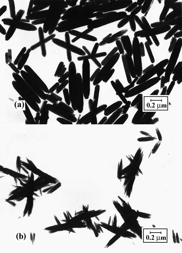 Cigar-shaped h-feooh particles showed irregular ends and surfaces due to their dissolution, whereas a-fe 2 O 3 particles were close to a spherical shape. The addition of 0.05 M HCl + 0.