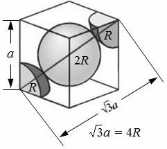 Body Centered Cubic c b a a In body centered cubic structures the center atom touches the corner atoms as shown in Figure 16 3 3 ) (4 3 a r a r a c From the figure a