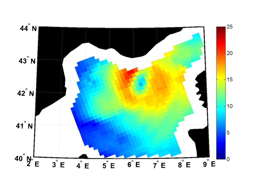 Results: comparison with ASCAT data Wind intensity estimate (m/s) from